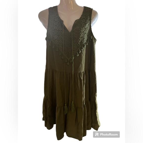 EUC VOTEPRETTY Womens' Boho Summer Dress Mini Solid Loose Lace - Picture 2 of 5